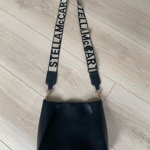 Stella McCartney Black Crossbody Bag with Logo Strap